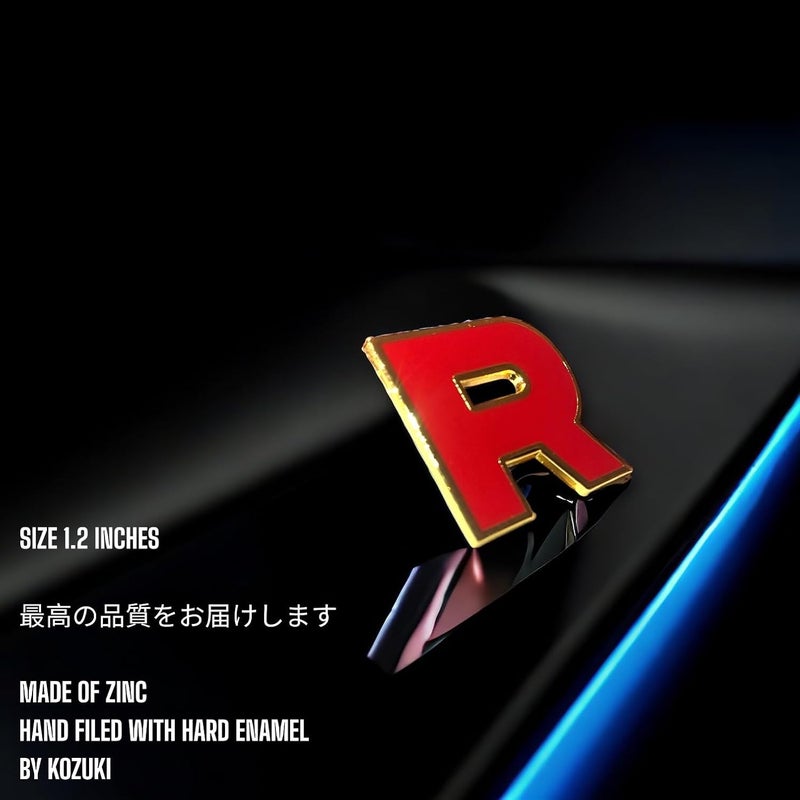 KOZUKI Team Rocket Pin: Red Enamel Gaming Pin, Modern Style, Jessie and James, Initial R, Trainer, Villains, 1.1 x 1.2 x 0.2 inches - Image 1